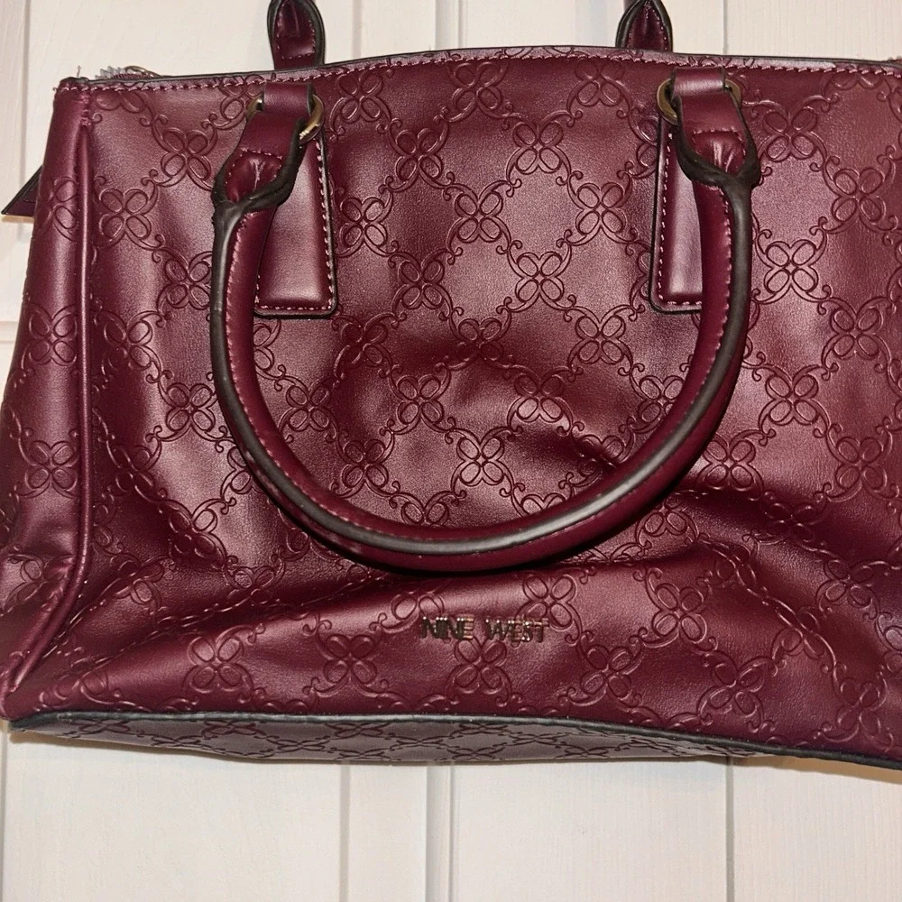 Nine West Allyce Signature Handbag Strap & Handle Brick‎ Red Color Medium Purse
